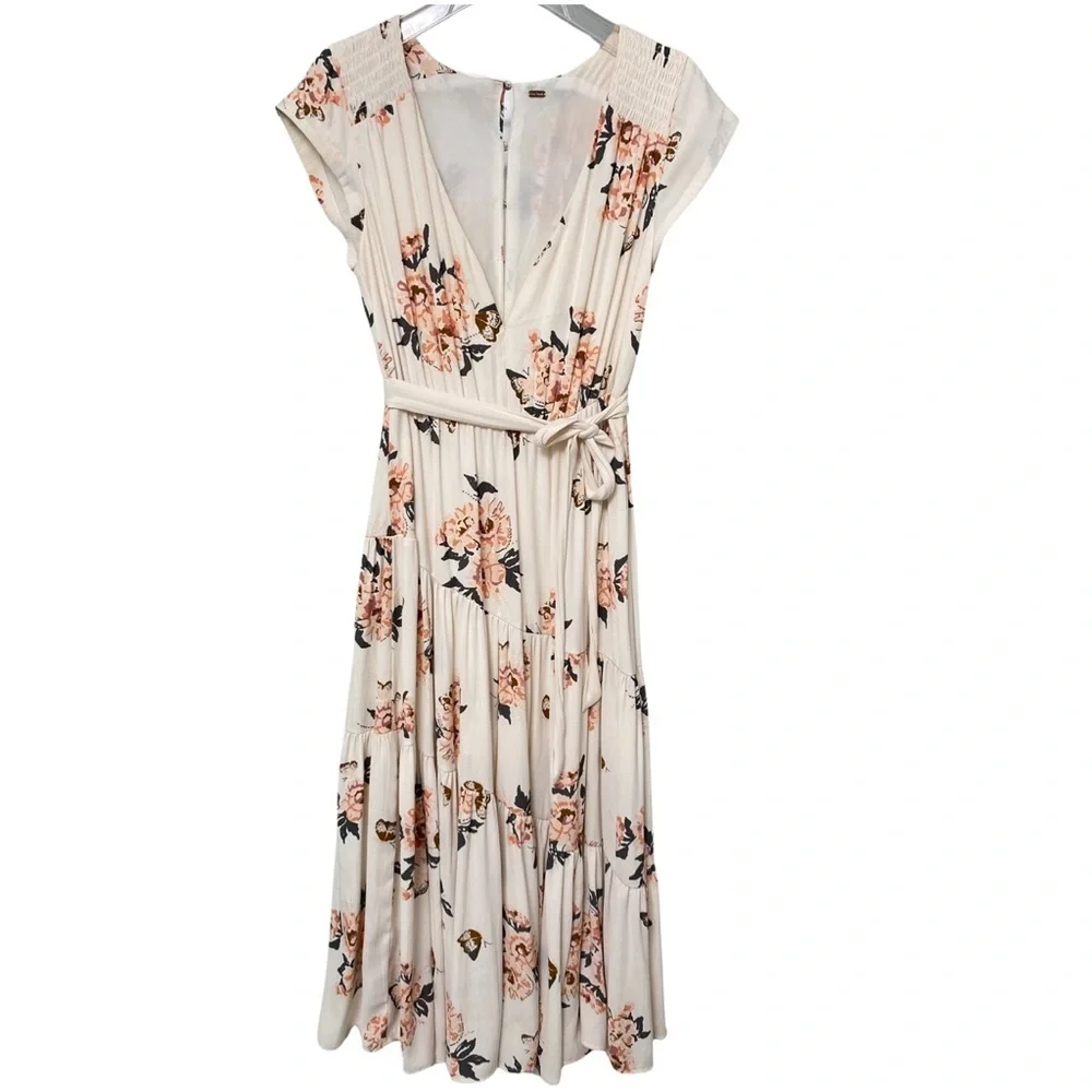 Free People All I Got Ivory Floral V-Neck Maxi Dress Size 6